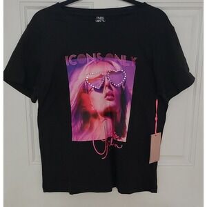 Paris Hilton Graphic Shirt, Women's Size L Color Black